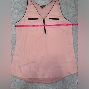 Express Portofino Pink Tank Top Large With Zipper & Black Faux Pocket Trim